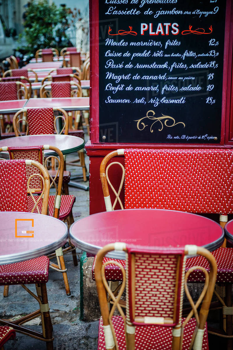 thiết kế mặt tiền quán cafe kiểu Pháp